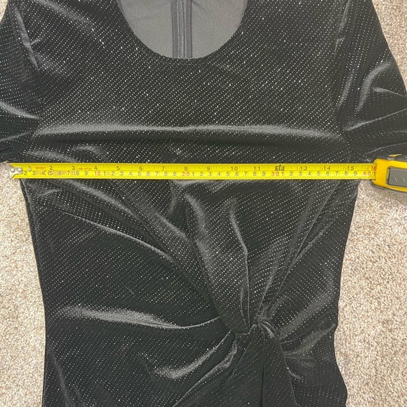 & Other Stories NWT Glitter Velour Shoulder Pad Long Sleeve Mini Dress Black, 4 - Picture 12 of 16